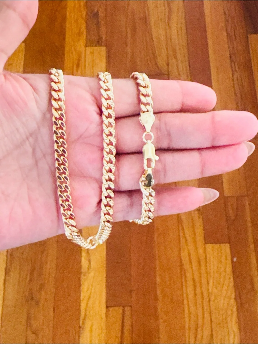 14K Gold Plated statement accent 24” length Cuban link chain necklace.
